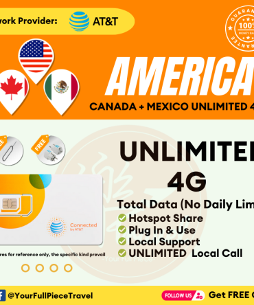 【AT&T】USA+Canada+Mexico Prepaid Travel SIM Card 美国+加拿大+墨西哥当地上网卡【UNLIMITED 4G DATA】  【No Daily Capped】