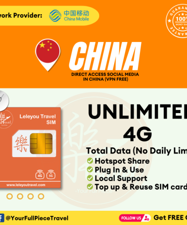 China Internet Travel SIM Card 中国上网卡 【Unlimited 4G/5G Data】【No Daily Capped】