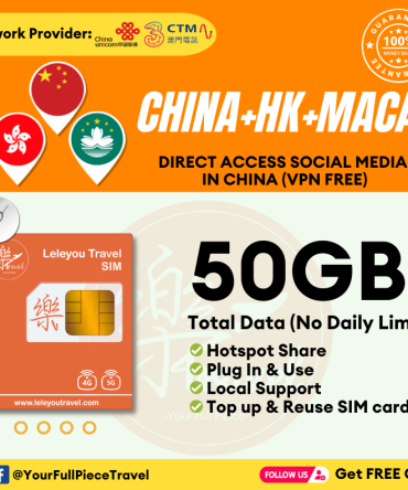 China Internet Prepaid Travel SIM Card 中国上网卡【No Daily Capped】 【6~90 Days】【50GB】