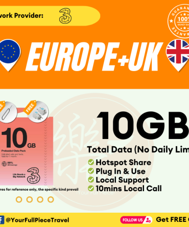 【Three】Europe UK Prepaid Local SIM Card 欧洲英国当地上网卡【HIGH SPEED DATA】 【No Daily Capped】