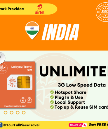India Internet Travel SIM Card 印度上网卡 【Unlimited Data】【Daily 1/2GB】
