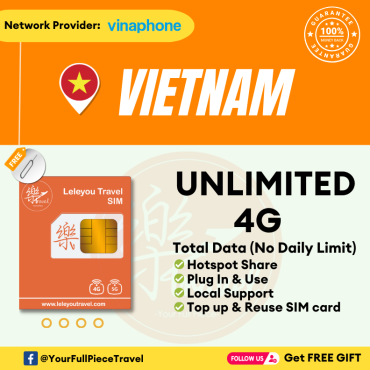 Vietnam Internet Travel SIM Card 越南上网卡 【Unlimited 4G Data】【No Daily Capped】