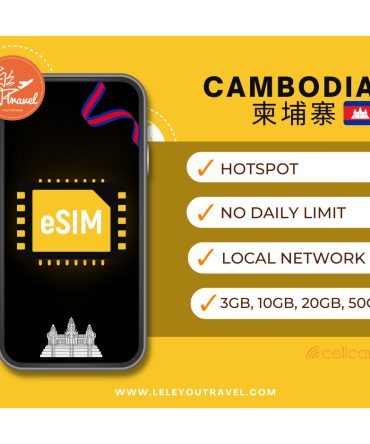 【eSIM】柬埔寨上网卡 Cambodia Travel Sim Card 【No Daily Capped】【Unlimited data】
