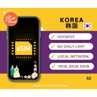 【eSIM】韩国上网卡 Korea Travel Sim Card 【No Daily Capped】【Unlimited data】