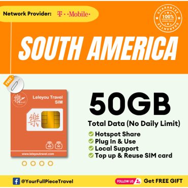 Leletravel【南美洲 Sim Card】【South American Sim Card 】【Brazil,Argentina,Chile etc】【4G/5G High‑Speed SIM Card 】+ Free Gift🔥