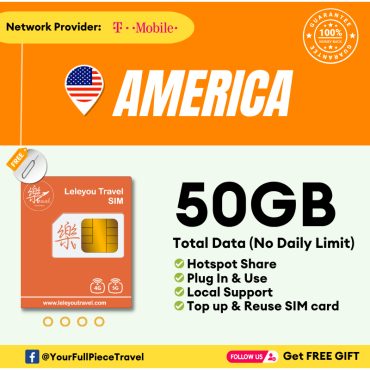 Leletravel【美国 Sim Card】【 America Sim Card 】【Daily Limit】【4G/5G High‑Speed SIM Card 】+ Free Gift🔥