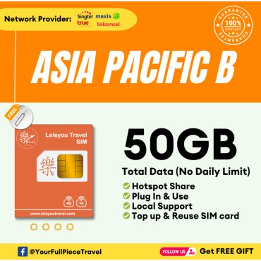 Leletravel【亚太11国Sim Card】【Asia Pacific 11 country Sim Card 】【B-Japan,Vietnam tec】【4G/5G SIM Card 】+ Free Gift🔥