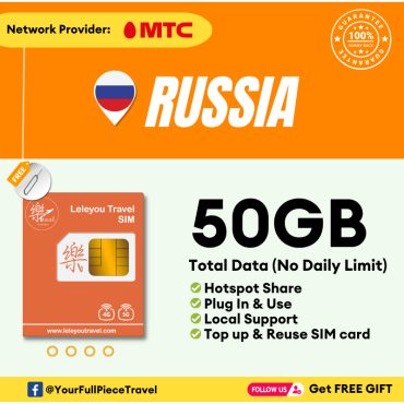 Leletravel【俄罗斯 Sim Card】【 Russia Sim Card 】【4G/5G High‑Speed SIM Card 】+ Free Gift🔥
