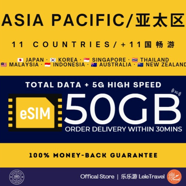 Leletravel【亚太B-11国 eSIM 】【 Asia Pacific B-11 Country eSIM 】【Japan,Vietnam,Australia】4G/ 5G eSIM 🔥