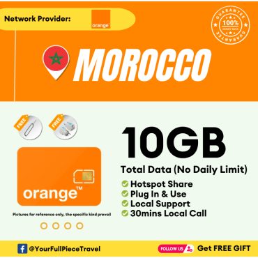 Leletravel【摩洛哥 Local Sim Card】【 Morocco Sim Card 】【WITH LOCAL NUMBER】【4G/5G High Speed Data】+Free Gift🔥
