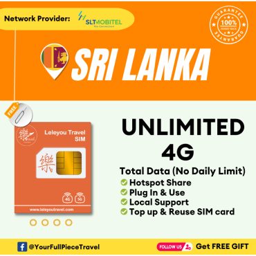 Leletravel【斯里兰卡 无限量Sim Card】【 Sri Lanka Unlimited Sim Card 】【🔥Real Unlimited】【No Daily Capped】+Free Gift🔥