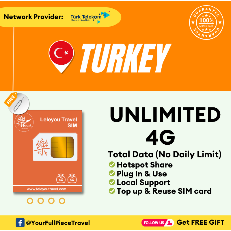 Leletravel【土耳其 无限量Sim Card】【 Turkey Unlimited Sim Card 】【🔥Real Unlimited】【No Daily Capped】+Free Gift🔥